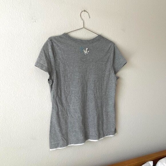 y2k 2000s Jesus Christ cross gray v-neck double layer thermal shirt XL - Picture 3 of 5